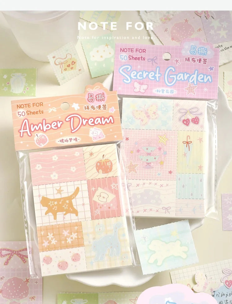 50sheets Dreamy Town Series Kawaii Ins Cute Handbooks Decoration Message Notes DIY Handmade Scrapbook Aesthetic Supplies