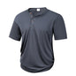 Men's Casual  Henry T Shirt Summer Brown Button Solid Color Polo Short Sleeve Breathable Comfortable Sports Loose T-shirt