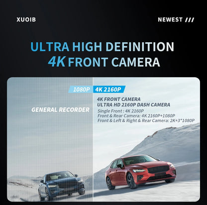 XUOIB I9pro-WB 4CH 360° Dash Cam 4'' Touch Screen 4K/2K Front for Car DVR Camera 24H Parking Mode GPS WiFi Recorder Night Vision