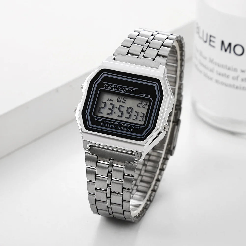 Women Men Unisex Watch Gold Silver Black Vintage LED Digital Sports Military Wristwatches Electronic Digital Present Gift Male