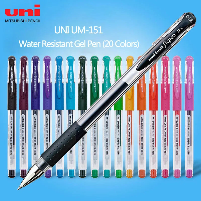 Japan Uni UM-151 Gel Pen 0.38mm Bullet Tip Writing Smooth Student Notes Special School Supplies 20 Colors Available Stationery