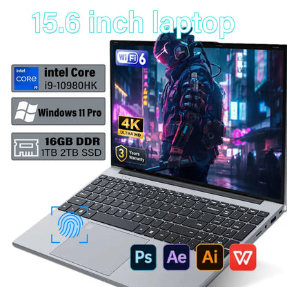 15.6' Windows 11 Pro Laptops Intel Core I9-10980HK 16GB RAM 1TB SSD Office Gamer Study Notebook Computer PC