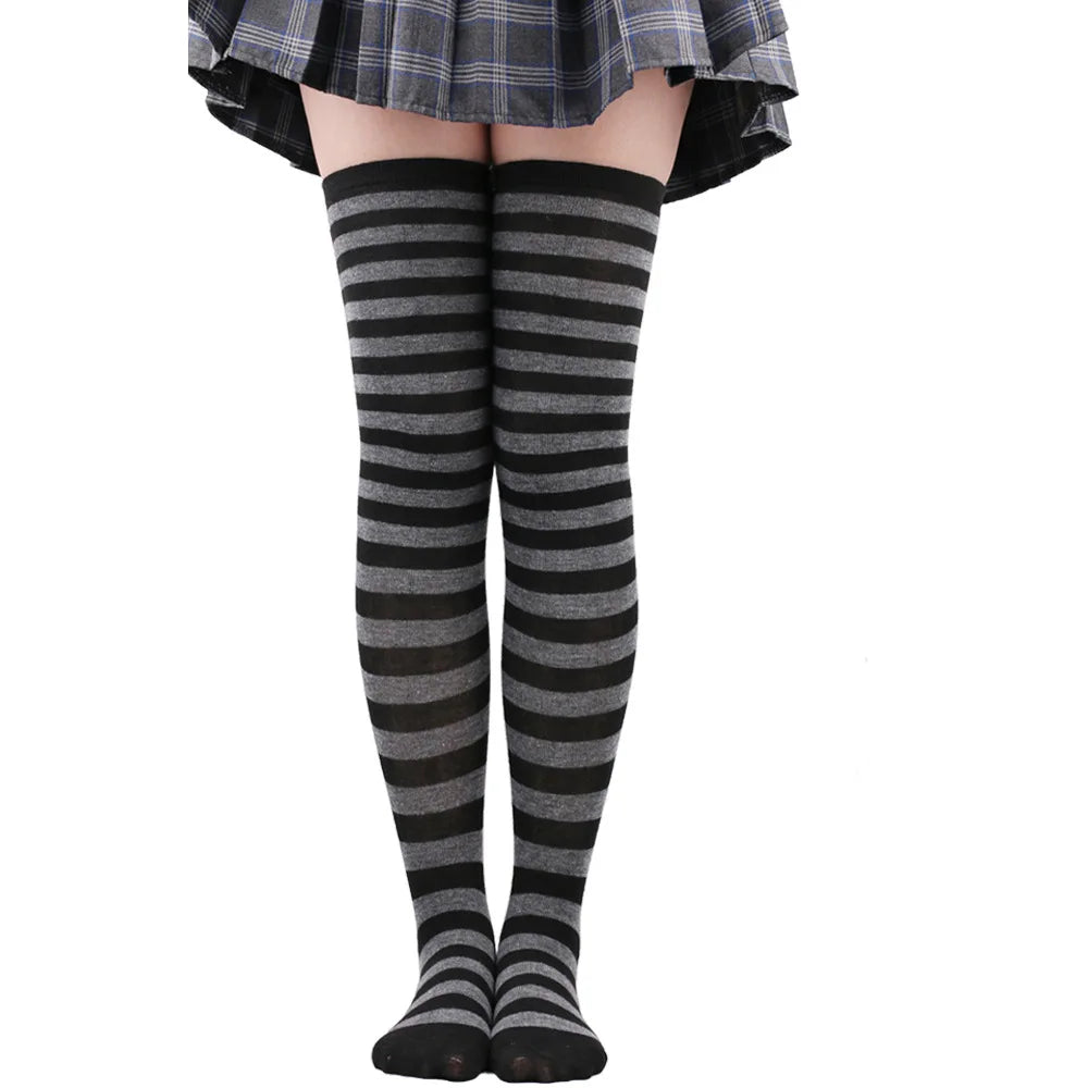 Color Striped Stockings Japanese Over Knee Socks Fashion Women Keep Warm Soks Sexy Slim Long Socks Hosiery JK Cosplay Lolita Y2k
