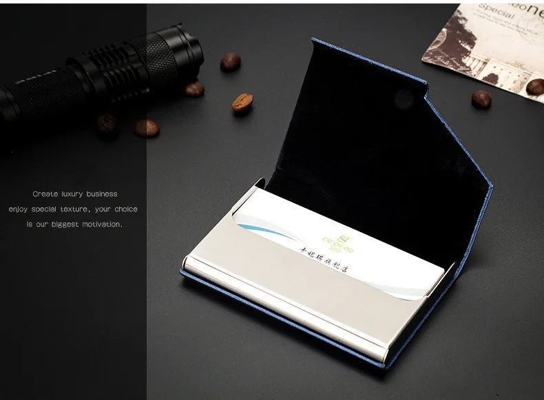 Luxury Wallet PU Leather Business ID Credit Card Holder For Women Men Fashion Brand Metal Aluminum Card Case