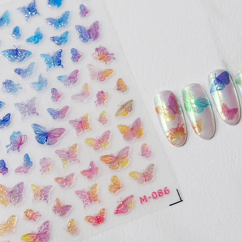 Line Flower Powder Blusher Love Heart High Quality Jelly Series Adhesive Nail Sticker Nail Art Decoration Decals Design T-2830