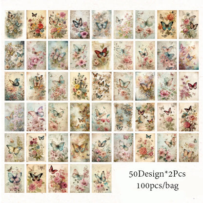 Mr. Paper 4 styles 100pcs/pack garden whisper series material book DIY handbook bottoming paper decoration
