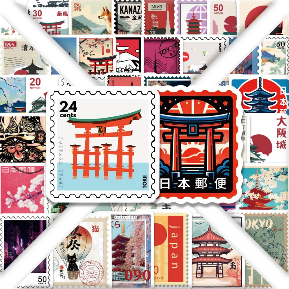 80PCS Japan Travel Stamps Cartoon Sticker DIY Decoration PVC Phone Case Waterproof Skateboard Notebook Graffiti Toys Gifts