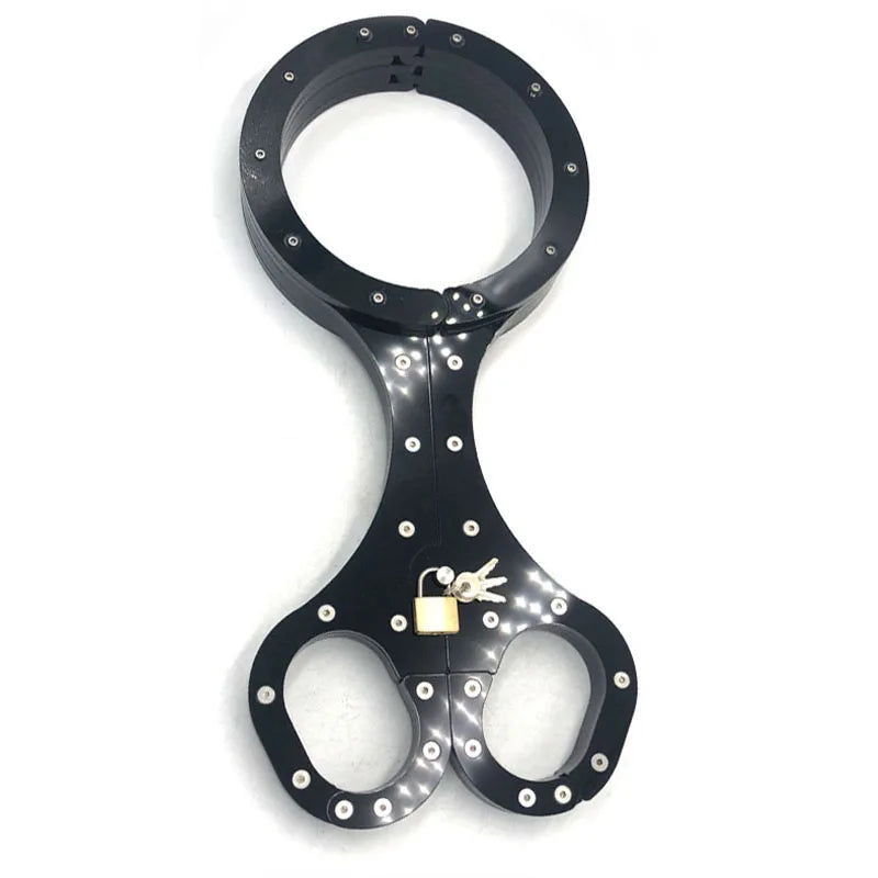 Neck Collar Handcuffs Crystal Flail BDSM Bondage Lock Hand Cuffs Sex Toys For Couples Women Wrist Restraints Adult Games Tools