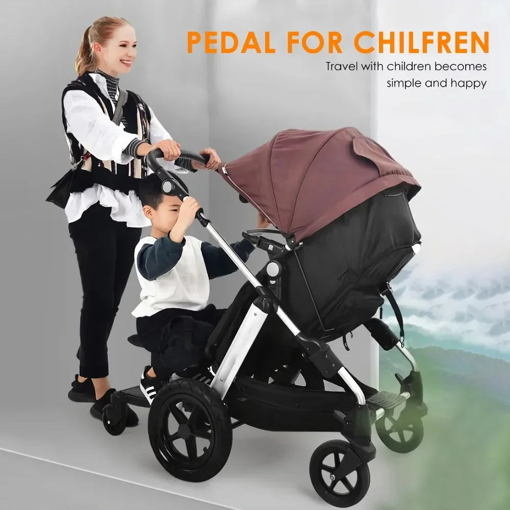 Twins Baby Stroller Pedal Adapter Stroller Accessorie Second Children Auxiliary Trailer Twins Scooter Standing Plate with Seat