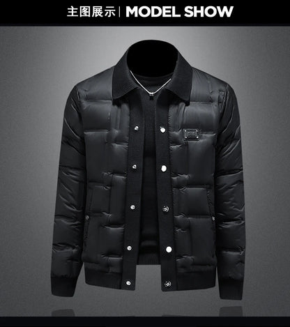 Minglu Autumn Winter Single Breasted Men's Jackets High Quality Solid Color White Duck Down Casual Down Male Coats Plus Size 5XL