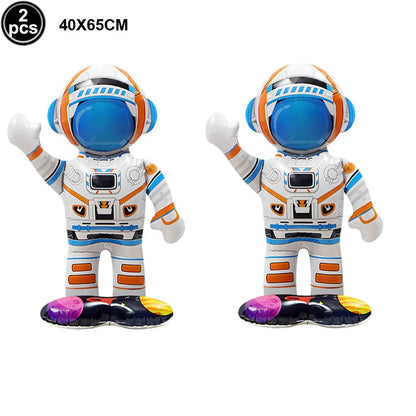 Blue Planet Astronaut Space Disposable Tableware Kids Birthday Table Decorations Paper Plate Cup Napkin Astronaut Rocket Balloon
