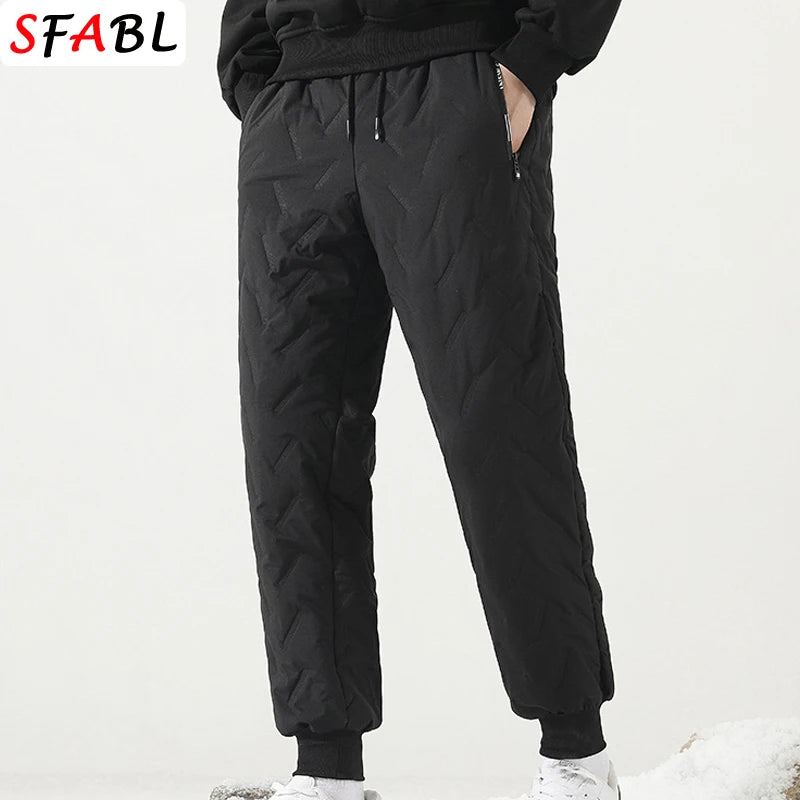 New Fleece Warm Winter Men's Pants Casual Thicken Joggers Pants for Men Thermal Padded Trousers Black Sweatpants Men Waterproof