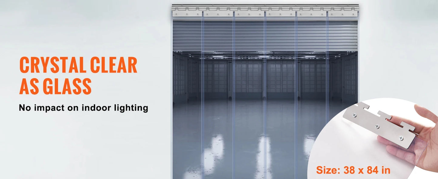 SucceBuy PVC Clear Strip Curtain 84" x 38"/48"/60" Plastic Windproof Door Freezer Curtain Hanging Strips for Warehouse Home