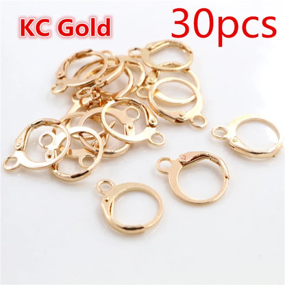 30-50pcs/lot Gold Silver French Lever Earring Hooks Wire Settings Base Hoops Earrings For DIY Jewelry Making Supplies Wholesale