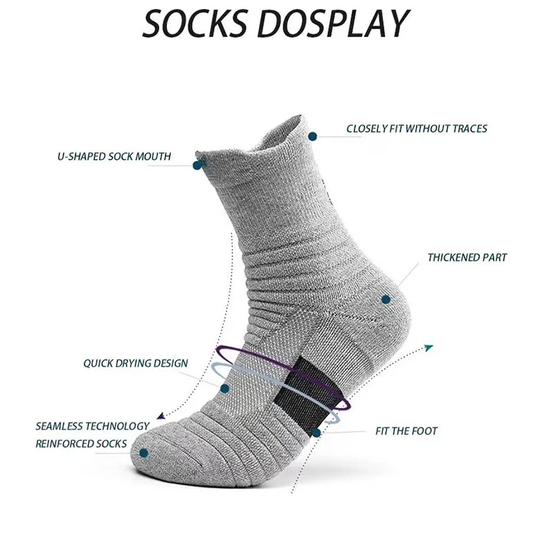 6/3/1 Pairs Men's Compression Socks Breathable Basketball Sports Cycling Socks Moisture Wicking High Elastic Tube Socks