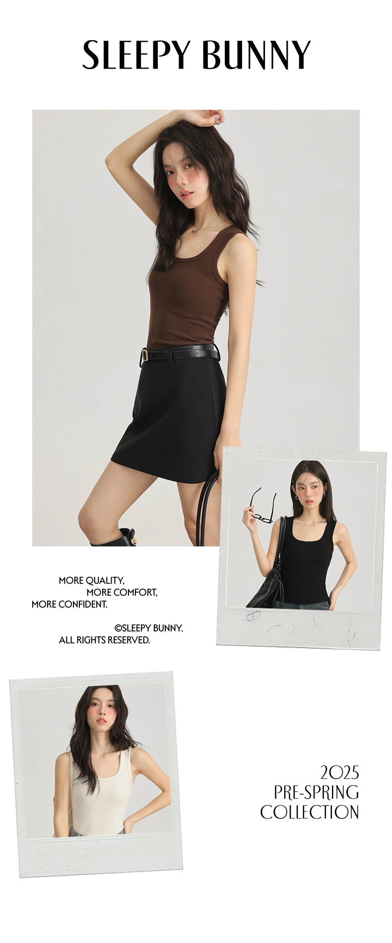 Spring Women U-Neck Knit Tank Top Cashmere-Like Fabric Elastic Slim Fit Sleeveless Camisole Solid Color Base Layer Stylish Vest
