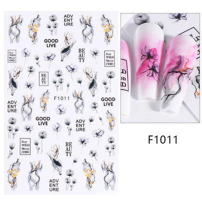 1PCS Marbled Nail Sticker 3D Abstract Lines Sticker Nail Art Supplies Nail Decals Y2K Laser Butterfly Ladies Nail Art Decoration