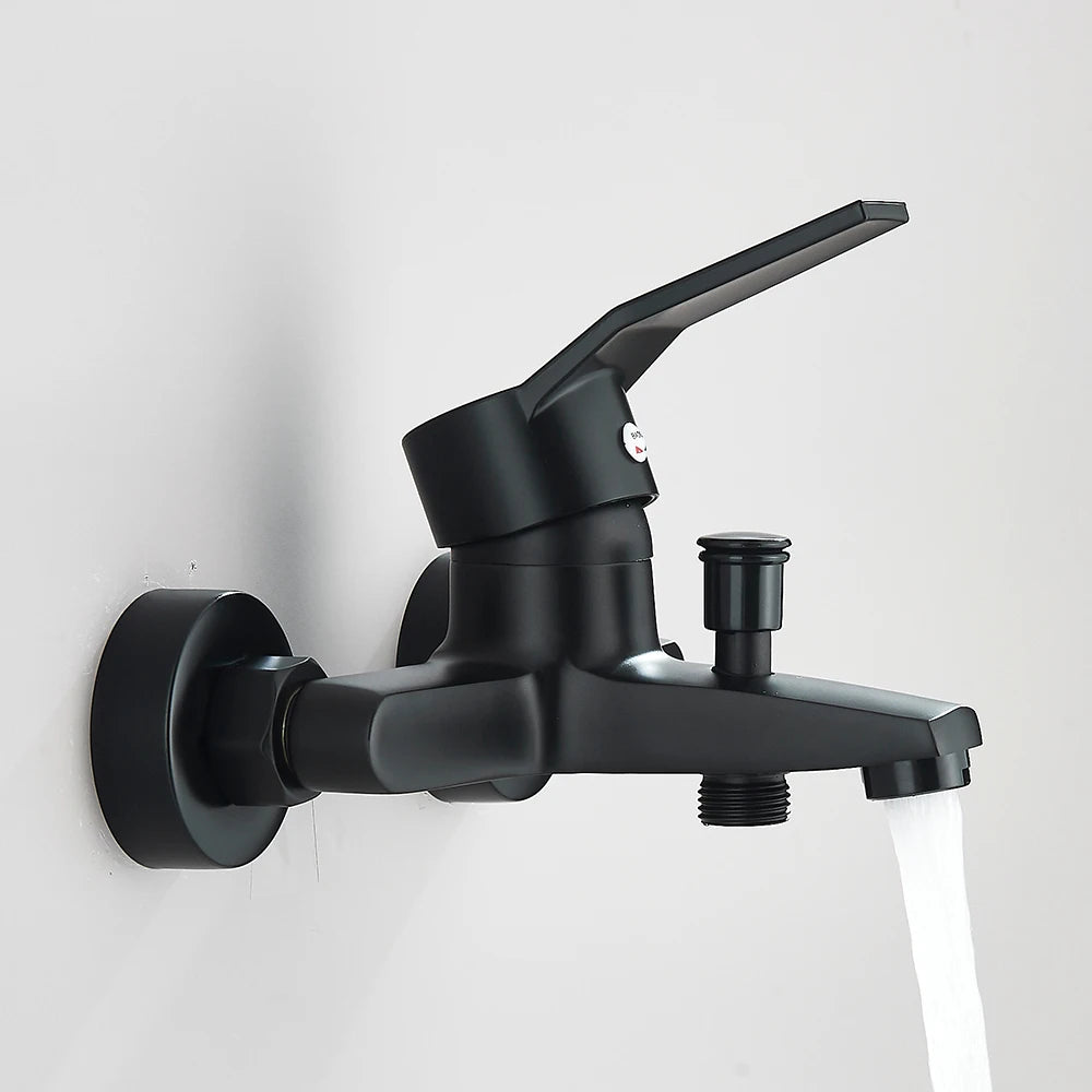 Black Bathroom Shower Faucet Set Bathtub Tap Wall Mounted Hot Cold Mixer Crane Shower Systems With ABS Handheld Shower