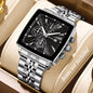 Luxury Square Dial Men Quartz Wristwatch Fashion Stainless Steel Man Business Watches With Calendar Reloj Hombre (Without Box)