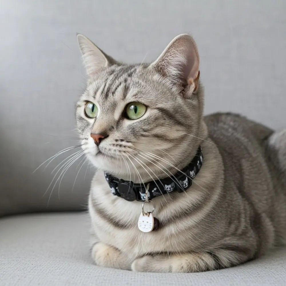 Adjustable Pet Cat Collar Quick Release Safety Buckle Anti-lost Cat Necklace Cat Pattern with Cat Face Pendant Bell