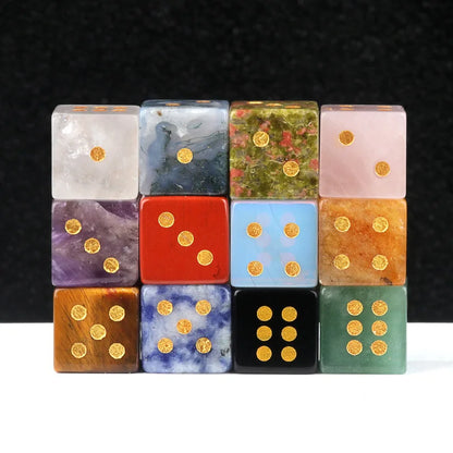 5pc 1.6cm Natural stone amethyst dice Agate tiger eye stone particle Guess the number of points wholesale