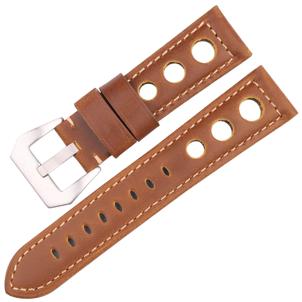 Cowhide Watch Strap Bracelet Vintage Genuine Leather 20mm 22mm 24mm Watchband Women Men Fashion Watch Band Belt With Pin Buckle