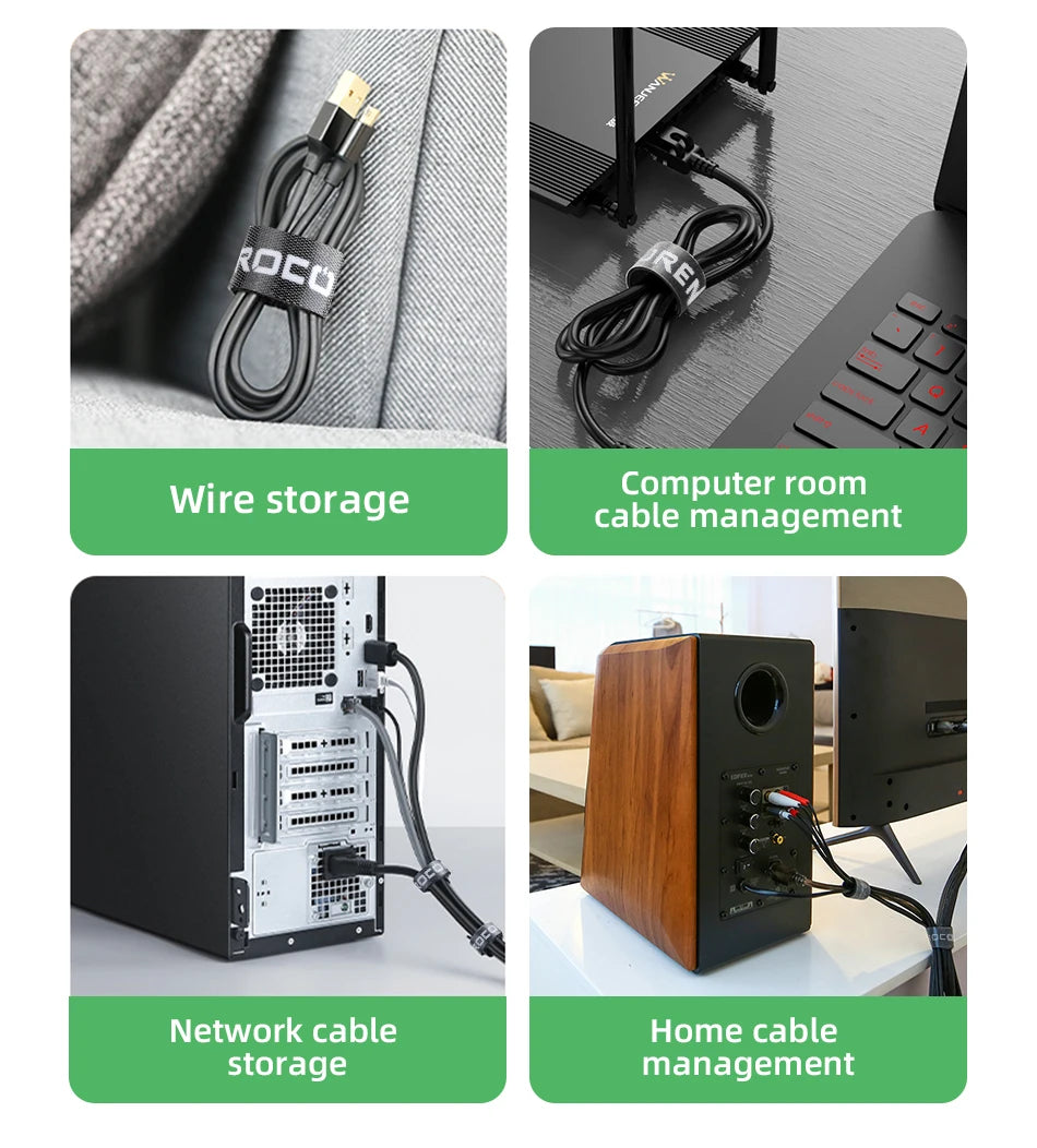 Rocoren Cable Organizer Tearable Wire Winder Ties USB Cable Management Charger Protector For Phone Mouse Earphone Cable Holder