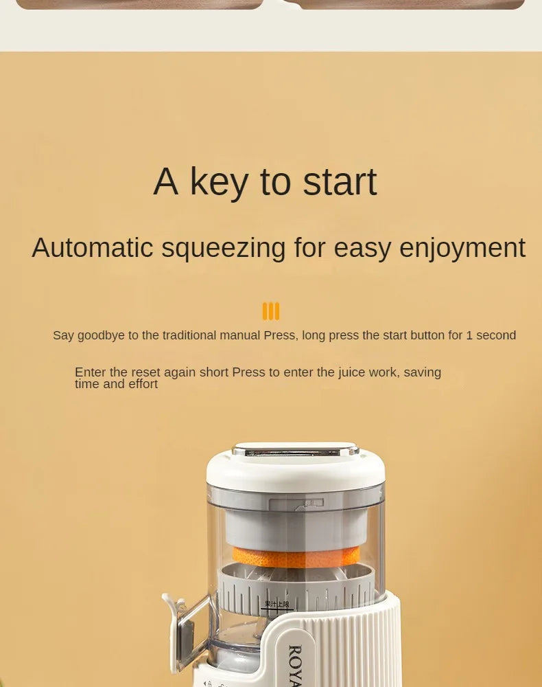 Rechargeable Electric Citrus Juicer Orange Juice Machine Extra Large Caliber Residue Separation