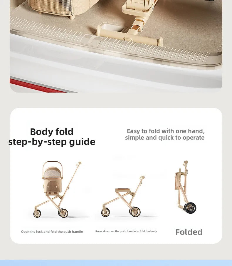 New Separable Pet Stroller Portable One Click Recycling Cat Carrier Universal Lightweight Small Dog Travel Pushchair Foldable