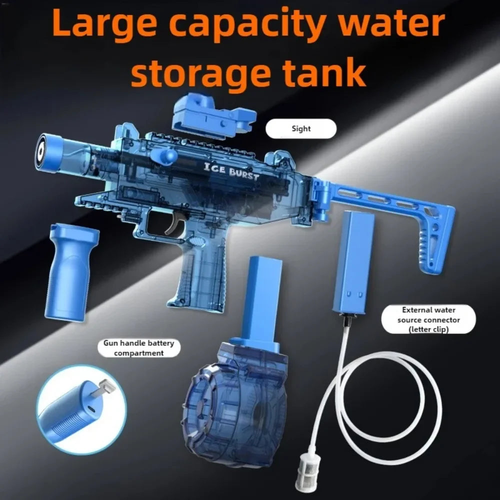 Simulated Flame Electric Water Gun Toys with Lighting & Smoking Effect Summer Outdoor Beach Pool Fight Game for Adults Children