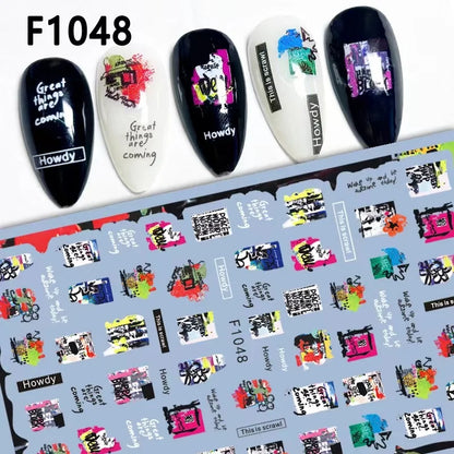 1PCS Marbled Nail Sticker 3D Abstract Lines Sticker Nail Art Supplies Nail Decals Y2K Laser Butterfly Ladies Nail Art Decoration
