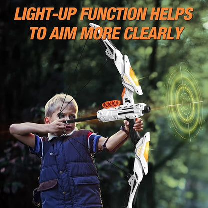 Soft Bow Archery Set Shooting Game Toy with Wrist Guard and Target Summer Outdoor Sports Play Equipment Birthday Holiday Gift