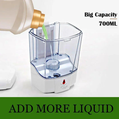 Automatic Touchless Soap Dispenser 700ml, Wall-Mounted Large Capacity Battery-Operated Sensor Hand Washer for Bathroom Kitchen