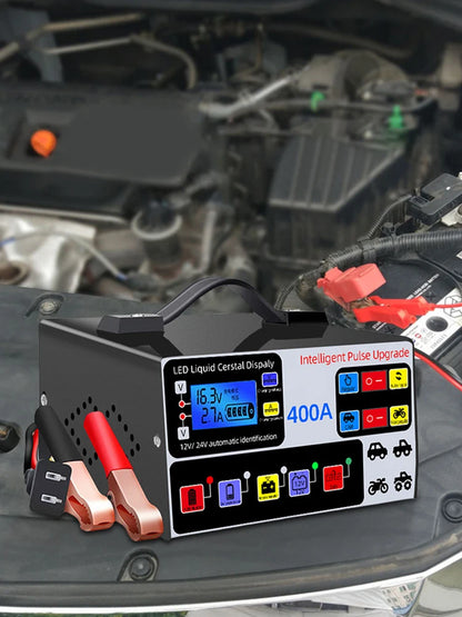 400A Intelligent Pulse Repair Charger Battery High Power Fast Charger 12V/24V Five-Stage Full Automatic Car Battery Charger 220W