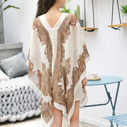 Women Shawl Cashew Print Beads Ladies Loose-fitting Sexy Cover Up for Vacation Woman Scarf Ladies Shawl