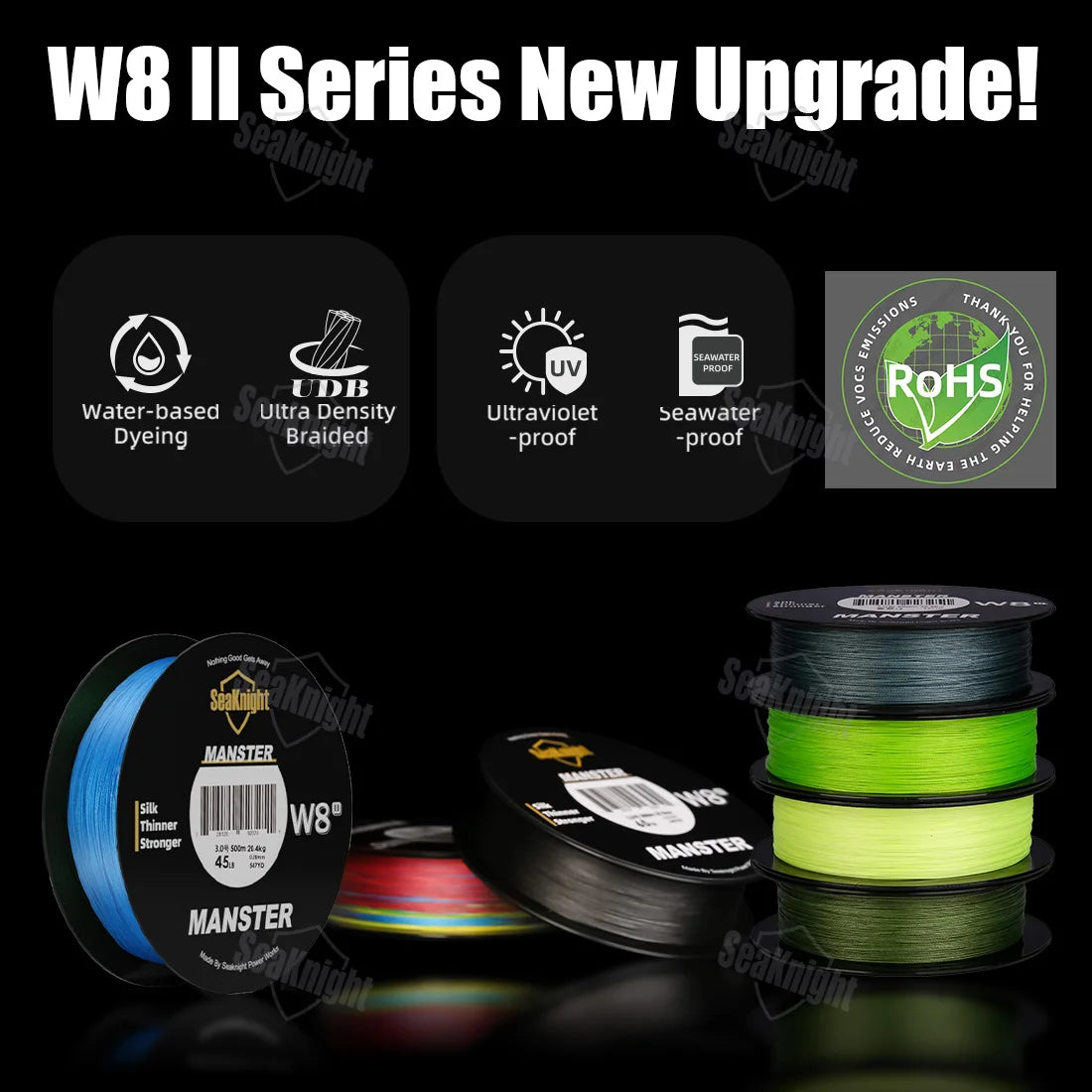 SeaKnight Brand W8 II Series 500M 8 Strands Fishing Line Advanced Braided PE Line anti-UV Seawater proof coating Fishing Line