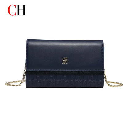 CH Women Crossbody Bag Splicing Letter Print Metal Chain Shoulder Purse PU Leather Flap Small Ladies Evening Clutch Handbag Gift