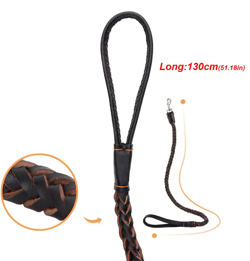 Heavy and Duty Large Dog Leash Genuine Leather Braided Dog Training Leash for Shepherd Medium Large Dogs Pet Supplies