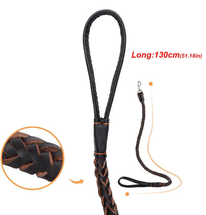 Heavy and Duty Large Dog Leash Genuine Leather Braided Dog Training Leash for Shepherd Medium Large Dogs Pet Supplies