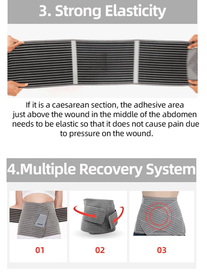 Sunveno Postpartum Belly Band Girdle for Postnatal Adjustable Belly Wrap C-section Recovery Binder Abdominal Support 