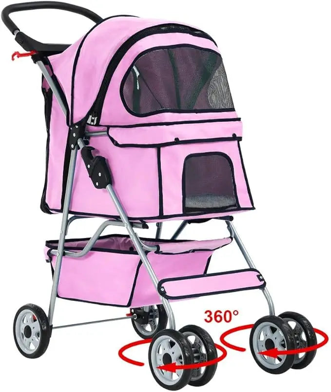 Portable Folding Pet Stroller Rotate Wheels Modern Style Medium Pets Carrying Traveling Made Vietnam TH-PSP-030