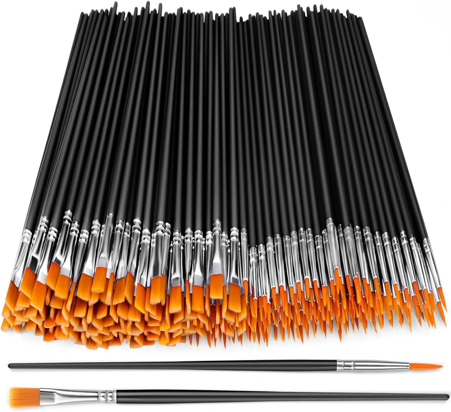Flat And Round Paint Brushes Set,Pointed Flat Nylon Hair Brushes For Acrylic Oil Watercolor Paint Party Painting