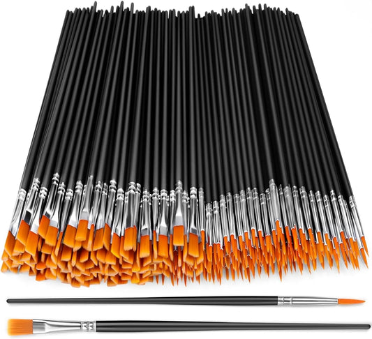 Flat And Round Paint Brushes Set,Pointed Flat Nylon Hair Brushes For Acrylic Oil Watercolor Paint Party Painting