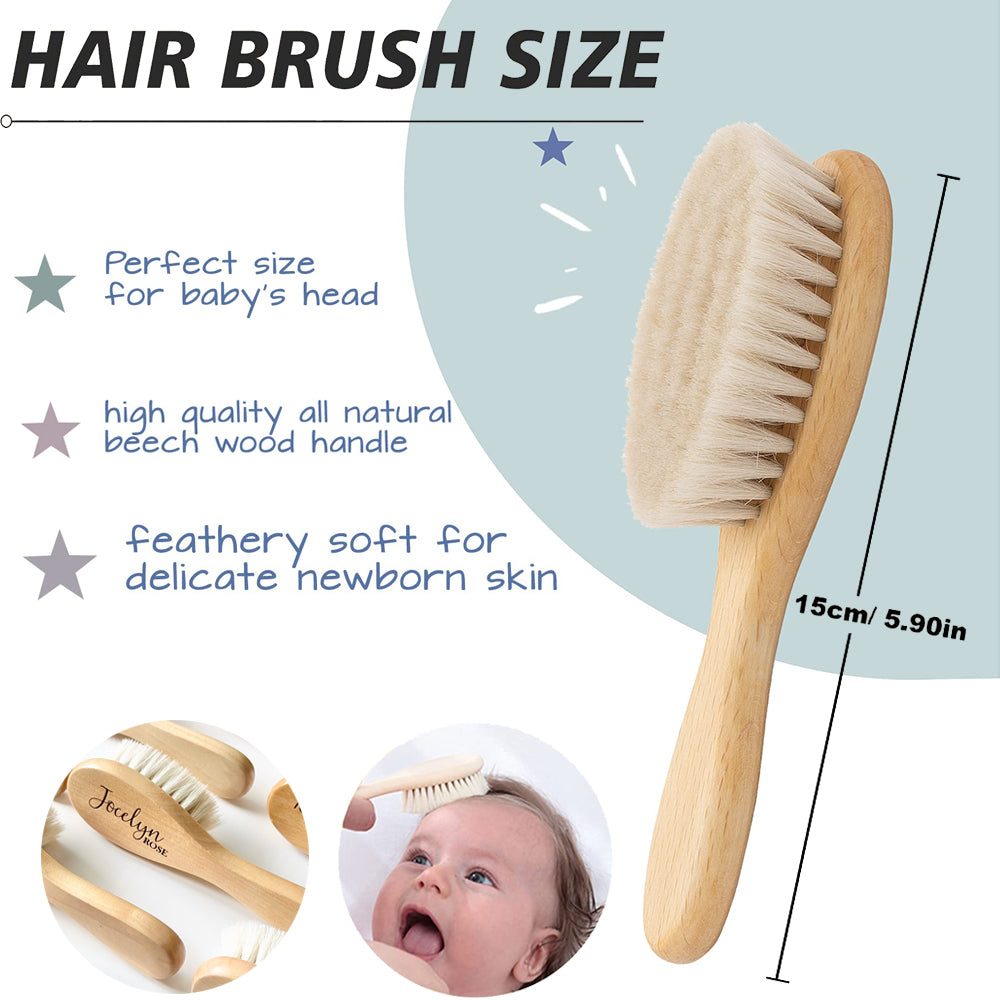 Personalized Baby Hairbrushes Custom Animal with Name Wooden Infant Hair Brush Ideal Birth/Baptism/Birthday Baby Shower Gifts