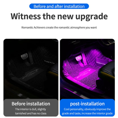 Neon Dual Control LED Car Interior Ambient Foot Light with USB Wireless Remote Music APP Control Auto Atmosphere Decorative Lamp