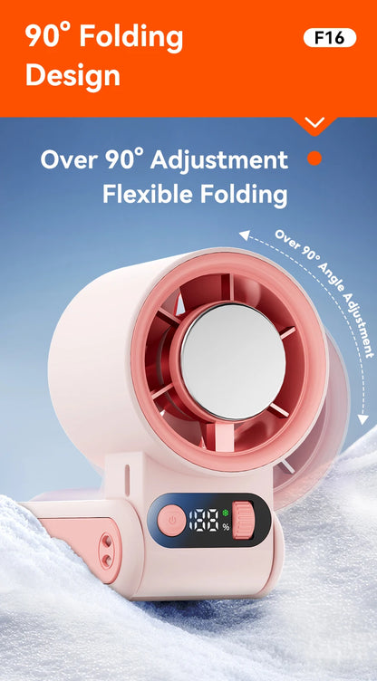 Portable Handheld Fan LED Digital Display With Refrigeration Board 90° Foldable  199Gear Strong Wind Speed 8000mAh F16