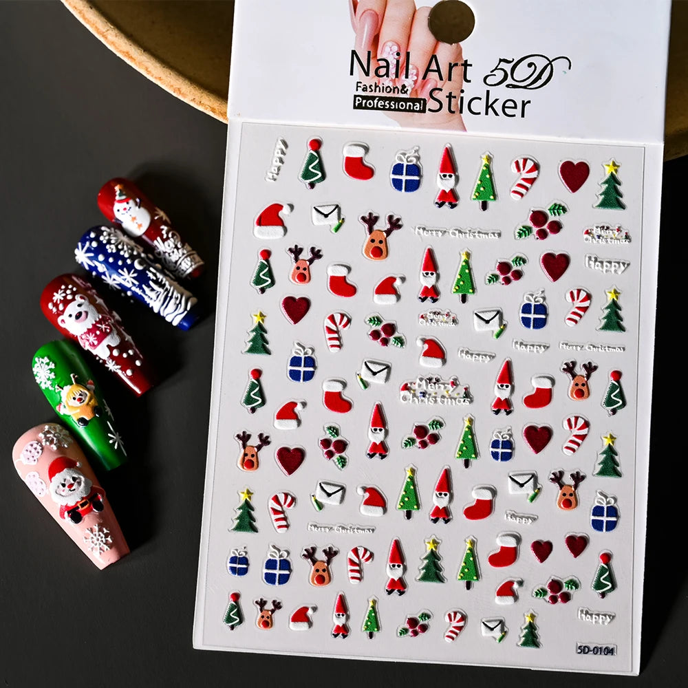 Winter Christmas Atmosphere Nail Stickers Snowman Snowflake Wapiti Self-adhesive High Quality Cute Nail Stickers Nail Art Deco
