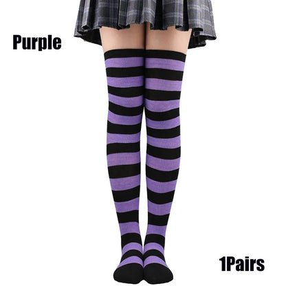 Color Striped Stockings Japanese Over Knee Socks Fashion Women Keep Warm Soks Sexy Slim Long Socks Hosiery JK Cosplay Lolita Y2k