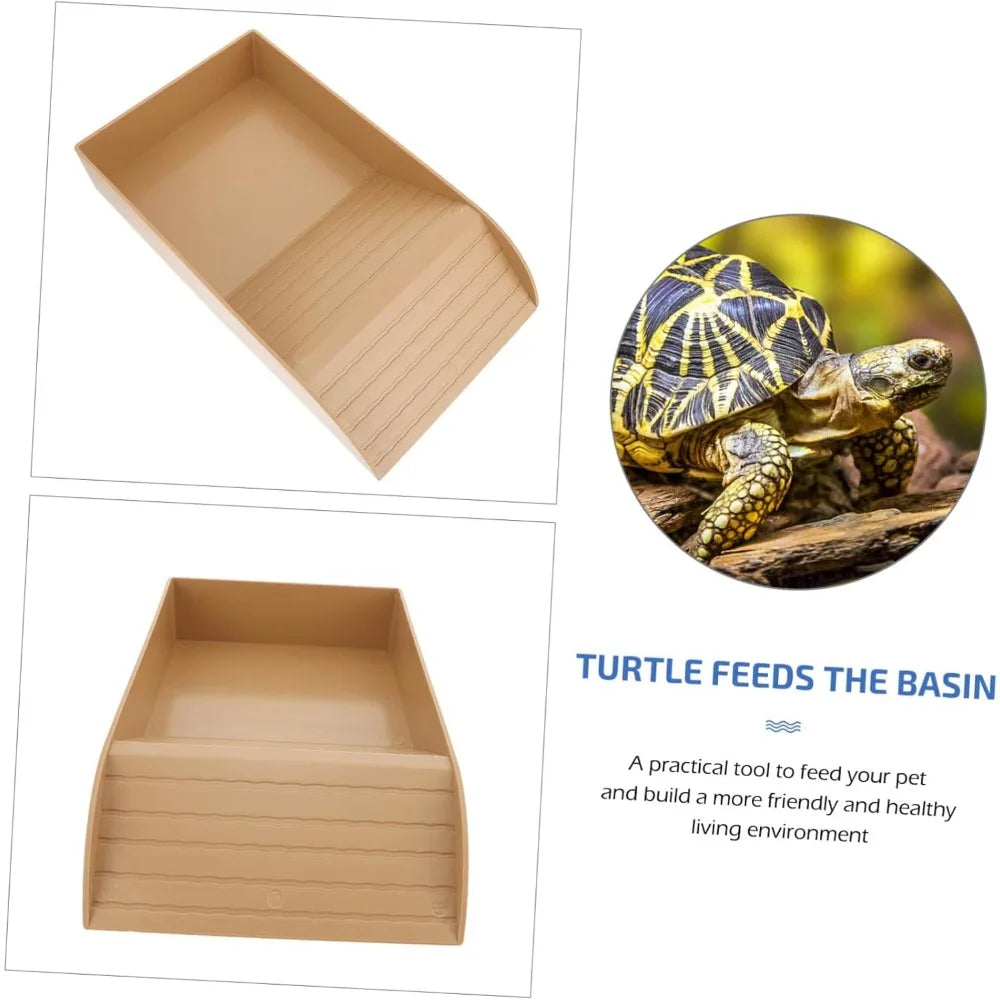 Turtle Bathing Pool Feeding Dish Durable Reptile Water Bowl for Box Turtles Frogs and Pets Easy to Clean Habitat Accessory