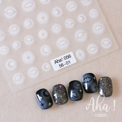 White Bloom Translucent Hollow Butterfly Heart Nail Sticker Press on Nails Decals Hollow Heart Star Moon Shape Sticker Sliders